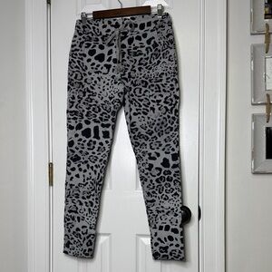 🐆 Made in Italy Leopard Print Jogger Pants Gray Black Women’s Casual Lounge